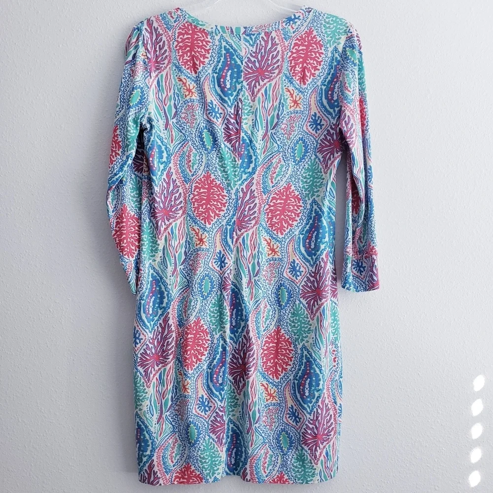 Lilly Pulitzer Christi Mini Dress Let Minnow  3/4 Sleeve